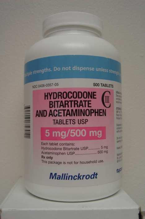 Typical Stock Bottles in Retail Pharmacy CVS Pharmacy Hydrocodone 5 mg/apap 500 mg: 500