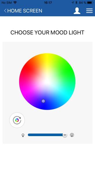 color Turn on/off the rainbow mode Choose light brightness