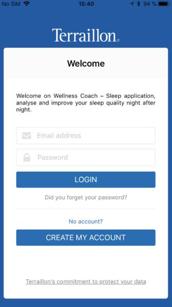 Wellness Coach Sleep app: please log in with the same credentials.