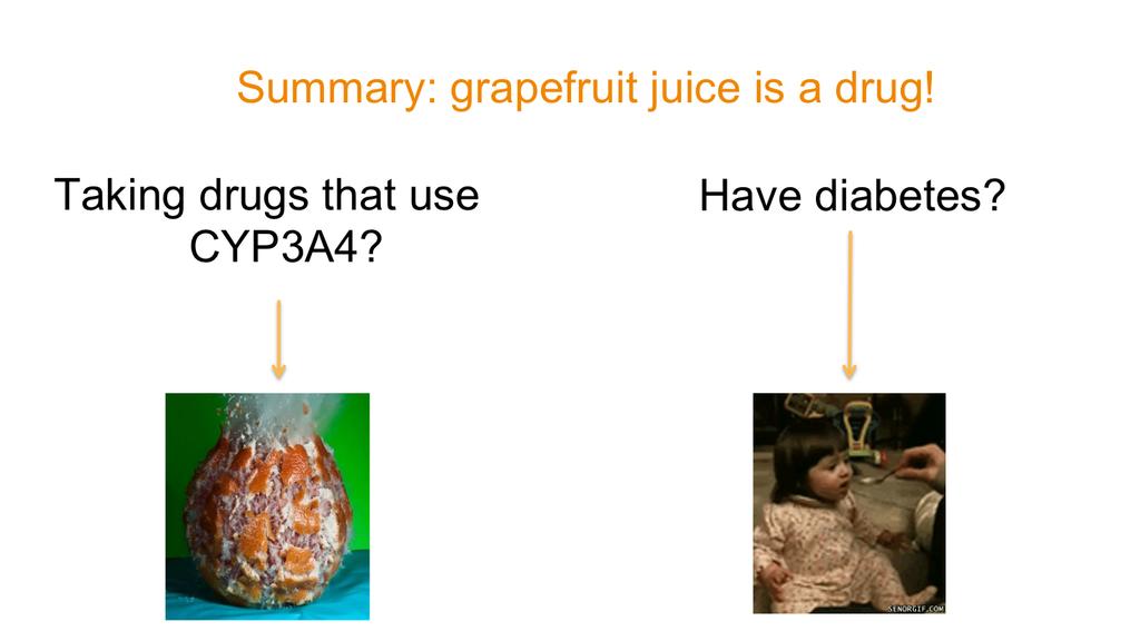 In summary, we hope we convinced you that grapefruit juice is a drug.