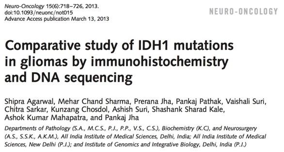 Six participating laboratories 100% concordance of IDH1 R132H IHC calls 2/6