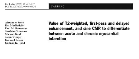 Edema had: sensitivity (96%), specificity (98%), and accuracy (97%) to differentiate between AMI and CMI.