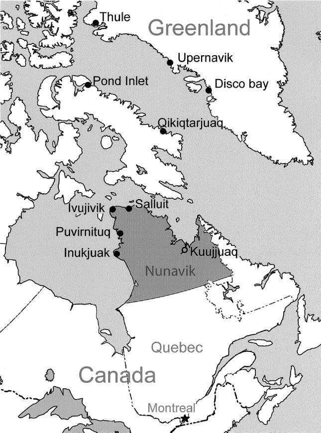 Figure 1. Reported outbreaks of trichinellosis during the past 50 years (filled circles) [5 10]. The 1997 outbreak of trichinellosis occurred in Puvirnituq and Inukjuak.