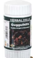 GG006 Healthy Weight & Cholesterol Guggulhills 60 Tabs. Each tablet contains of extract (as dry extract) from Guggul (Commiphora mukul) (6:1) (equivalent to 3000 mg of Guggul exudate).