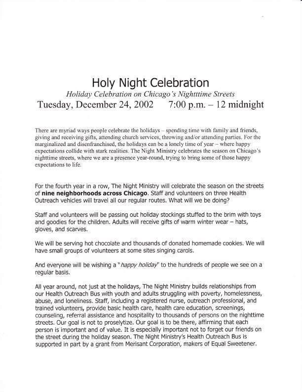 Holy Night Celebration Holiday Celebration on Chicago's Nighnfime