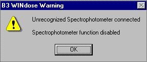 GEX Recommended Procedure Eff. Date: 09/21/10 Rev.: D Pg. 4 of 7 4.9 If the program cannot communicate with the spectrophotometer, a message window will appear on the screen.