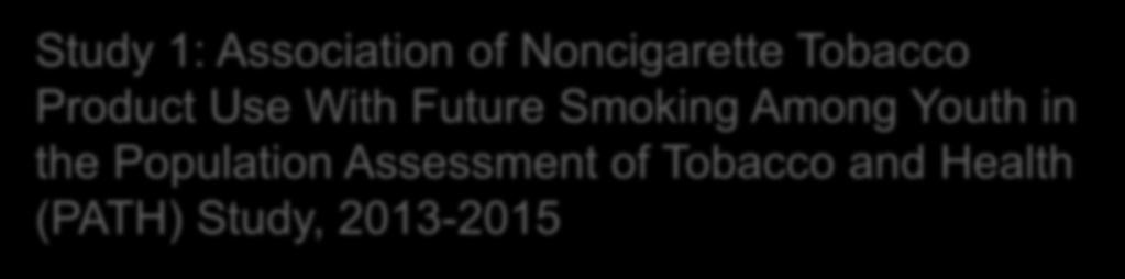 Study 1: Association of Noncigarette Tobacco Product Use With Future Smoking Among Youth in the