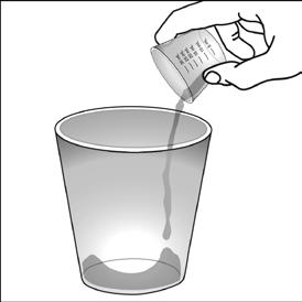 Step 1. Using the 30 ml medicine cup, pour at least 30 ml of liquid into the small drinking cup (see Figure G). Figure G Step 2.