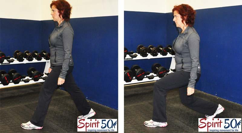 Lunges Benefits of the exercise: Builds leg strength, burns calories and develops balance Tips: Do close to a wall in case you loose your balance Keep the chest and head