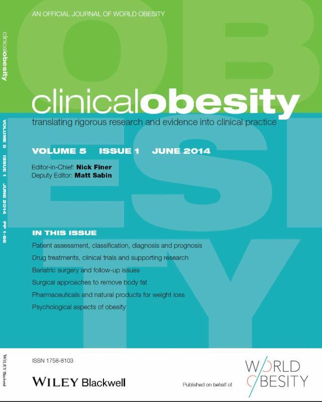 / Journals Clinical Obesity... The October edition contains a mix of reviews, original articles and a fascinating and highly educational case report.