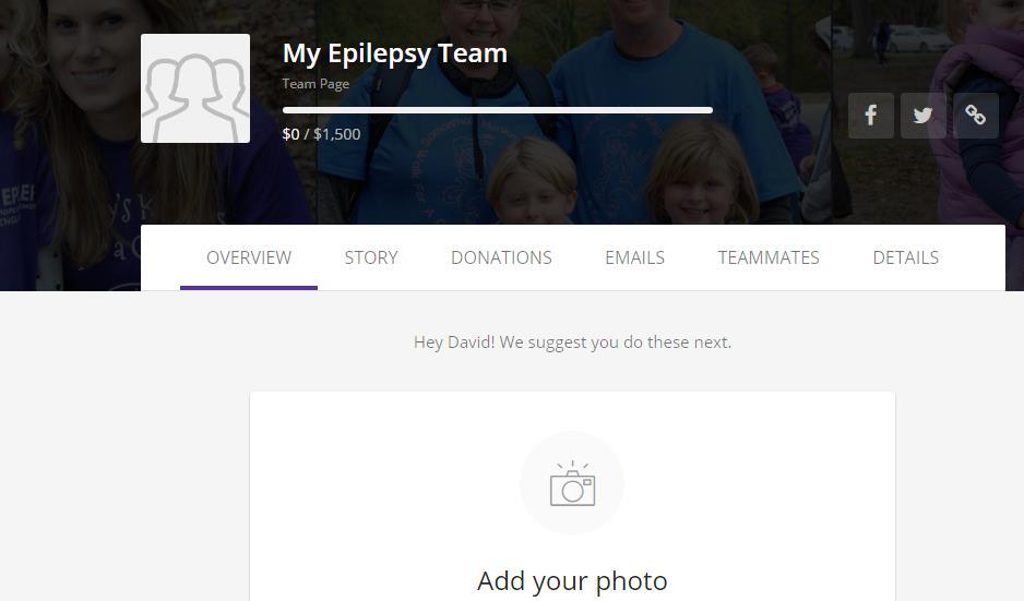 CUSTOMIZE YOUR TEAM PAGE Add a photo and make a donation here by clicking overview Here you can make a donation