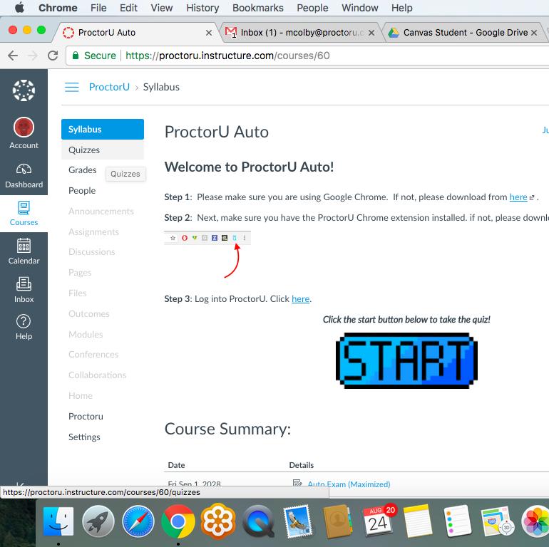 5 UAUTO EXAM SETUP To set up a quiz or exam with ProctorU Auto, navigate to the section of