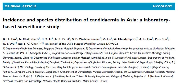 Candida tudies in Asia Tan BH., et al.