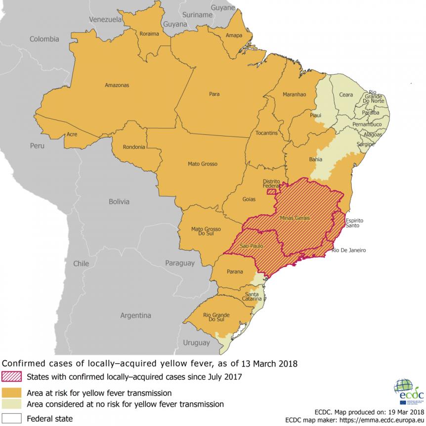 fever vaccine now recommended in most areas of Brazil https://www.cdc.gov/mmwr/volumes/67/ wr/mm6711e1.