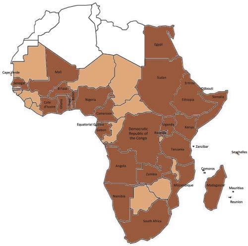 Known or Suspected Dengue Endemic Countries: Africa Known endemic Suspected