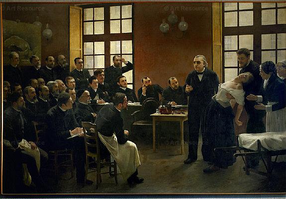 Charcot shows colleagues a female hysteria patient at