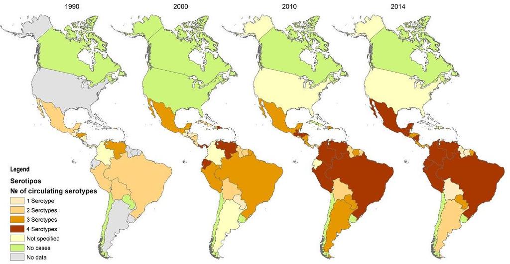 Dengue Serotypes in the Americas, 1990-2014 Source: http://www.paho.org/hq/index.php?
