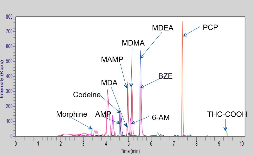 The software identifies the presence of a drug based on accurate mass and isotope profile ratio as shown in Figure 3.
