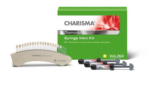 Charisma Diamond Product range. Charisma Diamond Intro Kit 3 x 4 g Syringe A2, A3, OM Shade Guide, Accessories Art.-No.: 66043863 Charisma Diamond Basic Kit 6 x 4 g Syringe 2 x A2, A3, A3.