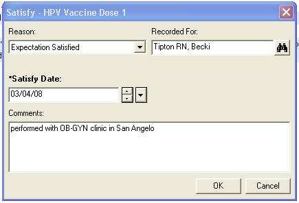 Sorting Pending Expectations Rearrange the Pending Expectations by clicking Sort by option Documenting Historical Vaccinations To show patient has already had a