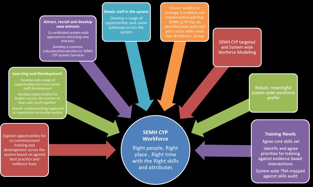 5.6 Recommendations for action These recommendations for action reflect the broad areas that will form an overarching system wide workforce strategy to support the ambitious aims of Future in Mind: