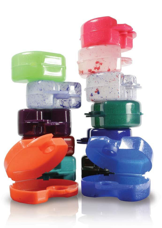 DB04-0235L 3 2 Retainer Boxes R11 98 /each Available individually in - 1 and 1.5 depth for retainers and mouthguards Tropical & Splash Colours Colour 1 deep 1.