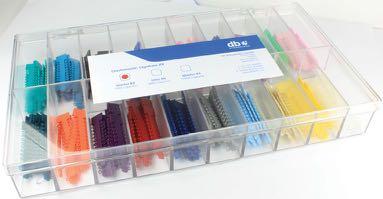 Elastomeric Products 71 DB Elastomeric Ligature Kit Ligature kits contain 20 different colours and are available in 3 sizes. Kit also includes free laminated Patient Selector Card.
