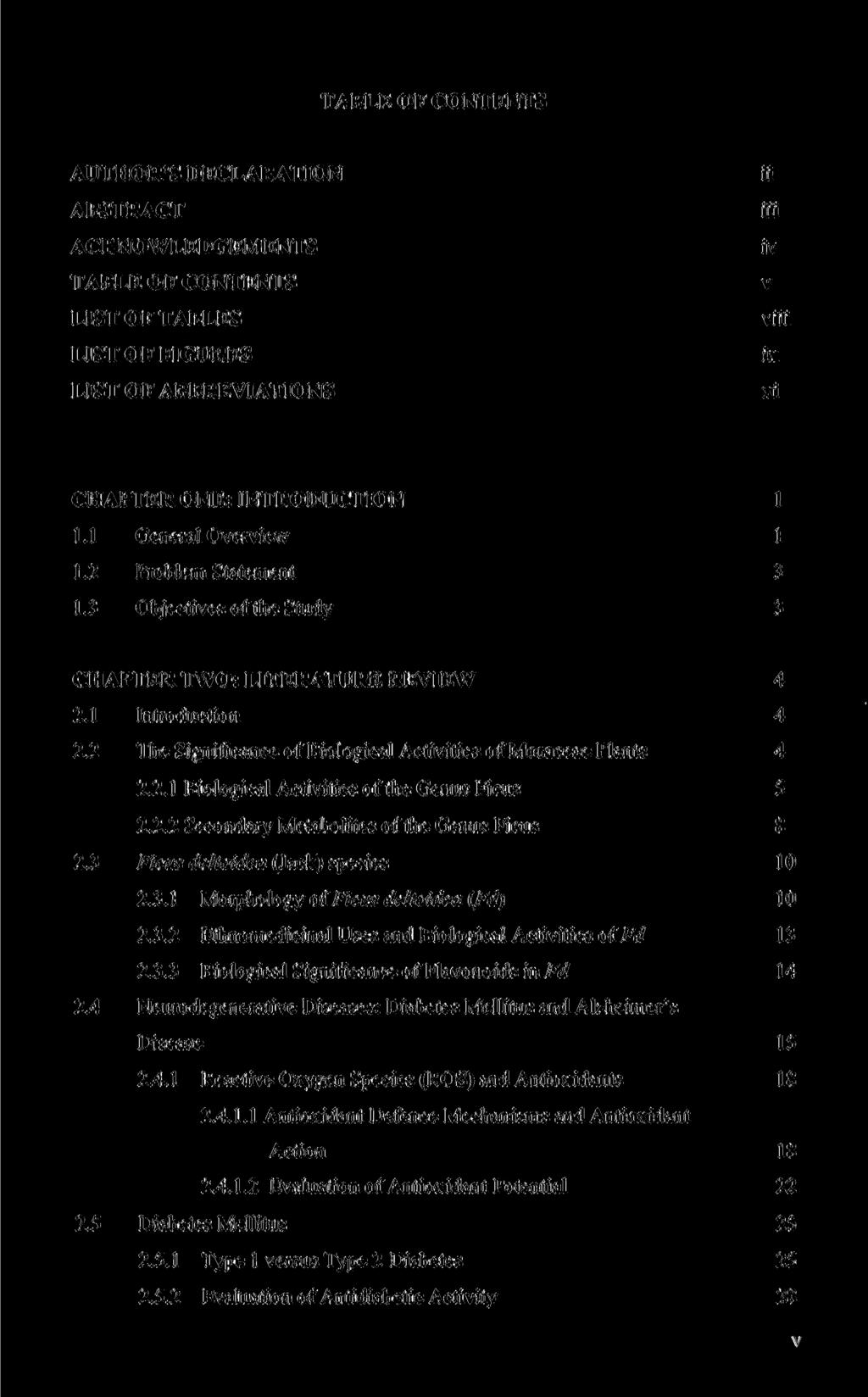 TABLE OF CONTENTS AUTHOR S DECLARATION ABSTRACT ACKNOWLEDGEMENTS TABLE OF CONTENTS LIST OF TABLES LIST OF FIGURES LIST OF ABBREVIATIONS ii iii iv v viii ix xi CHAPTER ONE: