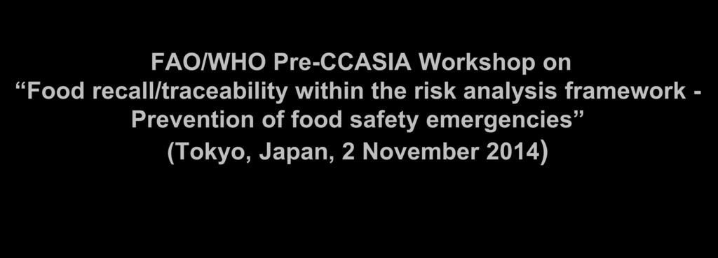 safety emergencies (Tokyo, Japan, 2 November 2014) Food