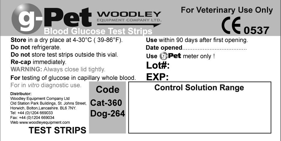 Test Strip Vial Code Numbers g-pet