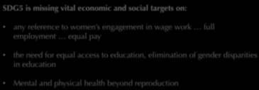 targets on: any reference to women s engagement in wage work full employment equal pay the need for