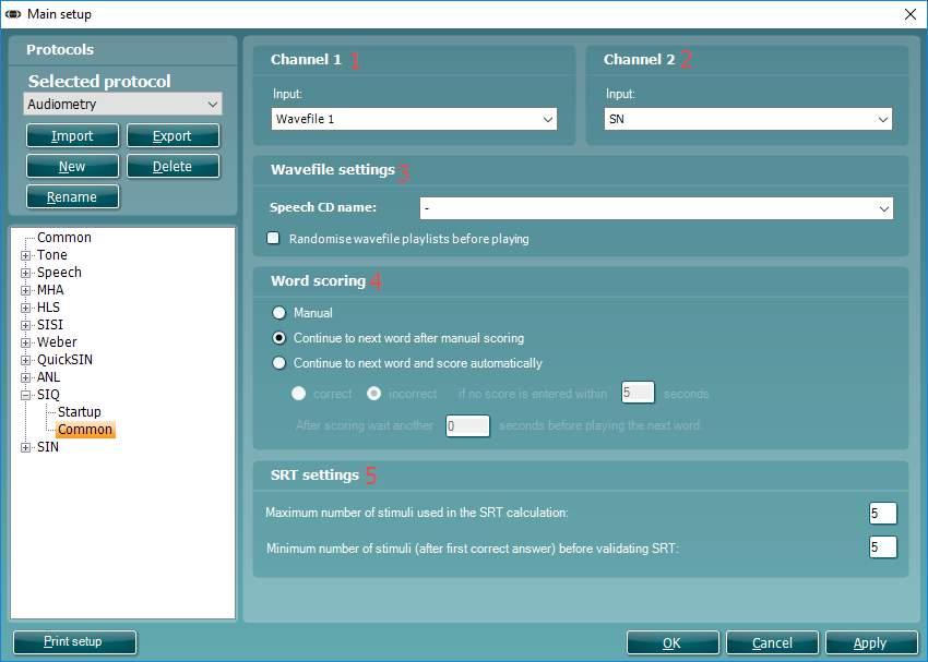 Callisto Additional Information Page 92 Common To enter the Common options for SIQ testing unfold the SIQ options and click Common. 1) Select your desired Channel 1 input via the Input dropdown list.