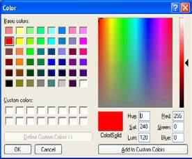 Choose the desired colour by clicking on it and press OK.