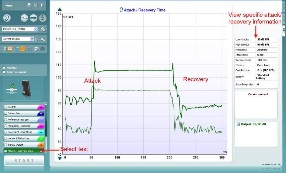 Callisto Additional Information Page 261 Attack/Recovery Time The Attack time is the time it takes for the hearing aid compressor to react to an increase in input signal.