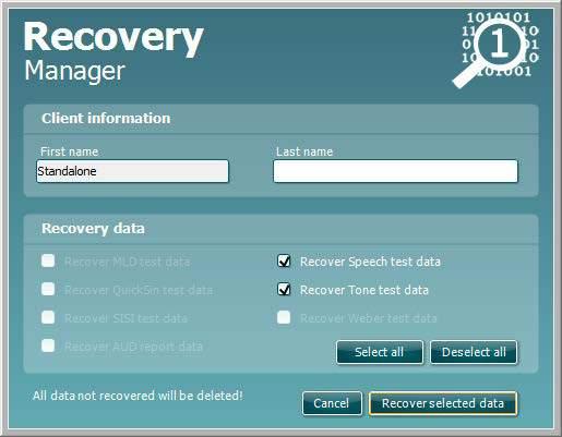 Callisto Additional Information Page 325 5 Recovery manager In the unlikely event that your software is not shut down properly, the recovery manager will ensure that no data is lost.