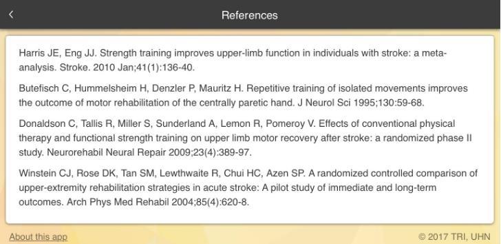 References Provides clinicians with list of references