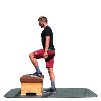CALF RAISES Stand on a 0cm platform and use a wall for gentle support;