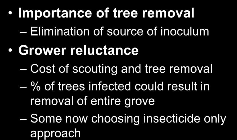 scouting and tree removal % of trees infected could result in