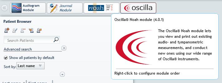 Click the Noah button to access the Oscilla Noah module.