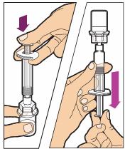 draw the solution into the syringe. Be careful not to pull the plunger rod completely out of the syringe.