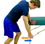 Stand lean forward supporting your injured hand as shown in picture. Try to relax whilst carrying exercise. 1.