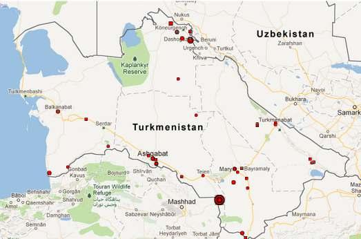 TURKMENISTAN Territory: Borders: 491,200 sq. km 3,736 km (Afghanistan: 744 km, I.R. of Iran: 992 km, Kazakhstan: 379 km, Uzbekistan: 1,621 km) Population (thousands) 2009 2010 2011 2012 Total 4,980