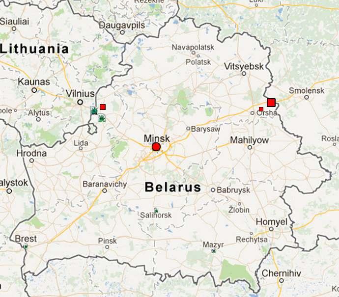 Map 31: Drug seizures in the Republic of Belarus (2010 2012) Heroin, Opium, Cannabis Source: joint online platform of AOTP and Paris Pact, http://drugsmonitoring.unodc roca.org.
