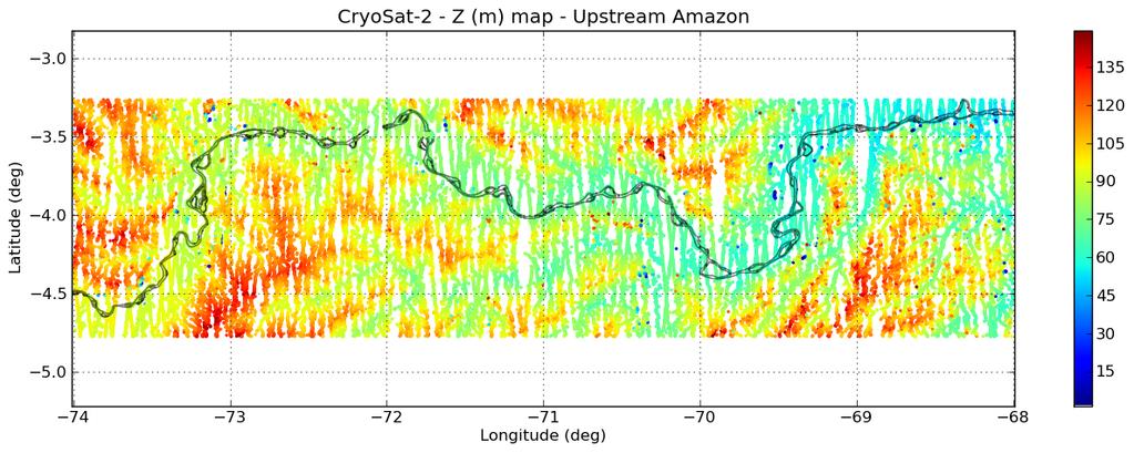 Upstream Amazon river (Solimões) (SARin) Extracted data + main river bed