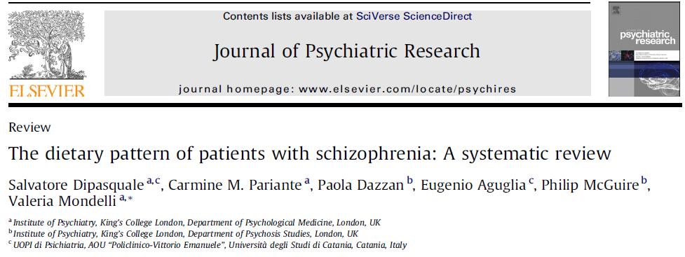Patients with schizophrenia have a poor diet, characterized by: a high intake of saturated fat low consumption of