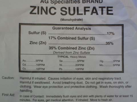 Zinc Materials Zinc Sulfate Inexpensive Very soluble