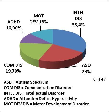 Figure 3 - The main diagnostic categories compared to the total number of new cases in 2013 Figure 5 Neurodevelopmental disorders profile in 2013