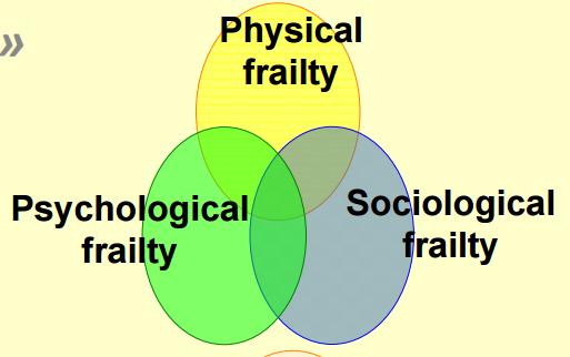 Multidimensional nature Frailty is a dynamic state Complex interaction between one or more domain of human functioning Physical,