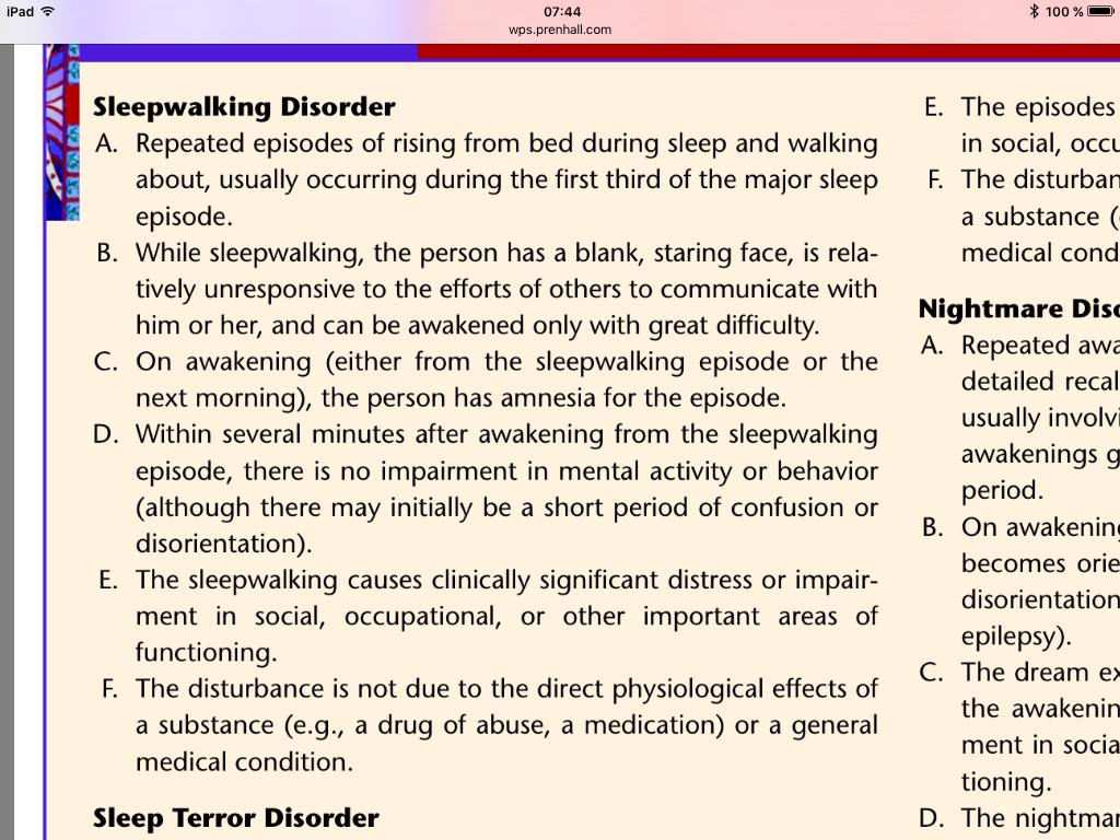 of Sleep Disorders The American Psychiatric Association