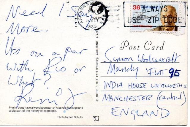 Postcard from Reni, October 1989.